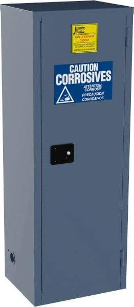 Jamco - 1 Door, 3 Shelf, Blue Steel Double Wall Safety Cabinet for Flammable and Combustible Liquids - 65" High x 18" Wide x 23" Deep, Self Closing Door, 3 Point Key Lock, 24 Gal Capacity - USA Tool & Supply