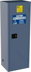 Jamco - 1 Door, 3 Shelf, Blue Steel Double Wall Safety Cabinet for Flammable and Combustible Liquids - 65" High x 18" Wide x 23" Deep, Self Closing Door, 3 Point Key Lock, 24 Gal Capacity - USA Tool & Supply