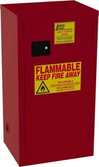 Jamco - 1 Door, 3 Shelf, Red Steel Double Wall Safety Cabinet for Flammable and Combustible Liquids - 44" High x 18" Wide x 23" Deep, Manual Closing Door, 3 Point Key Lock, 24 Gal Capacity - USA Tool & Supply