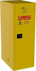 Jamco - 1 Door, 3 Shelf, Yellow Steel Double Wall Safety Cabinet for Flammable and Combustible Liquids - 65" High x 34" Wide x 23" Deep, Self Closing Door, 3 Point Key Lock, 60 Gal Capacity - USA Tool & Supply