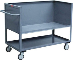 Jamco - 1,200 Lb Capacity, 2 Shelf, 3-Sided Steel Truck - 24" Long x 48" Wide x 40" High, 5" Diam Urethane Wheels - USA Tool & Supply