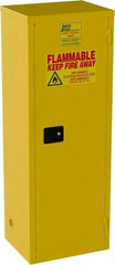 Jamco - 1 Door, 3 Shelf, Yellow Steel Double Wall Safety Cabinet for Flammable and Combustible Liquids - 65" High x 18" Wide x 23" Deep, Manual Closing Door, 3 Point Key Lock, 24 Gal Capacity - USA Tool & Supply