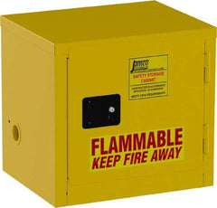 Jamco - 1 Door, Yellow Steel Double Wall Safety Cabinet for Flammable and Combustible Liquids - 22" High x 18" Wide x 23" Deep, Manual Closing Door, 3 Point Key Lock, 6 Gal Capacity - USA Tool & Supply