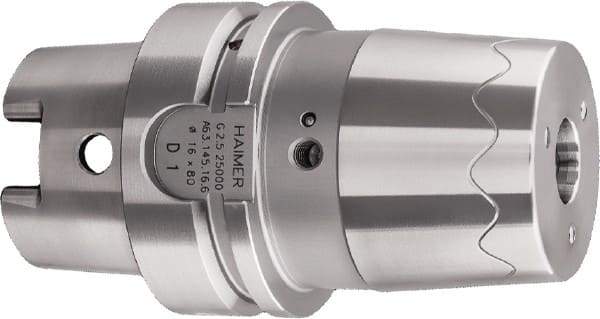 HAIMER - 20mm Hole Diam, HSK63A Taper Shank Shrink Fit Tool Holder & Adapter - 85mm Projection, 46mm Nose Diam, 53mm Clamping Depth, 25,000 RPM - Exact Industrial Supply