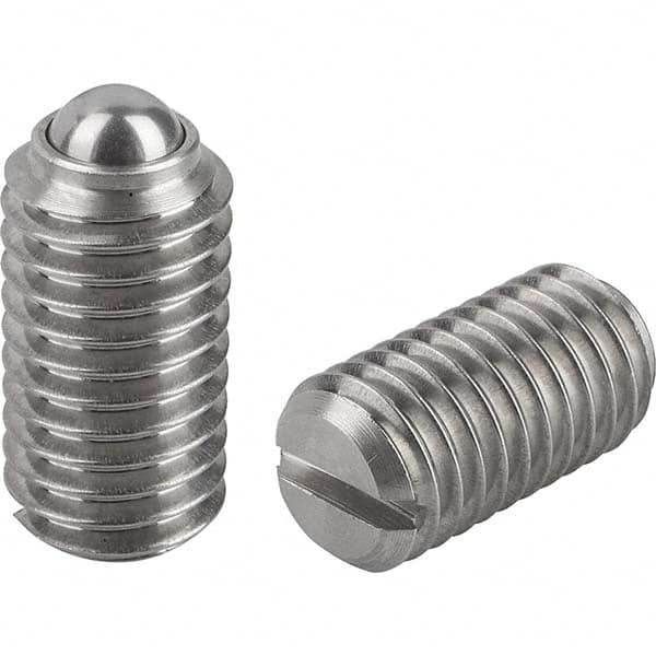 KIPP - 10-32, 3mm Ball Diam, 12mm Body Length, 0.9mm Max Ball Reach, Threaded Ball Plunger - USA Tool & Supply