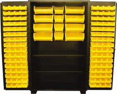 Jamco - 2 Shelf 140 Bin Storage Cabinet - Steel, 48" Wide x 24" Deep x 78" High, Black - USA Tool & Supply