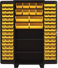Jamco - 2 Shelf 108 Bin Storage Cabinet - Steel, 36" Wide x 24" Deep x 78" High, Black - USA Tool & Supply