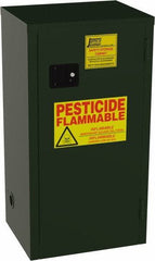 Jamco - 1 Door, 2 Shelf, Green Steel Double Wall Safety Cabinet for Flammable and Combustible Liquids - 44" High x 18" Wide x 23" Deep, Self Closing Door, 3 Point Key Lock, 18 Gal Capacity - USA Tool & Supply