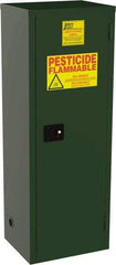 Jamco - 1 Door, 3 Shelf, Green Steel Double Wall Safety Cabinet for Flammable and Combustible Liquids - 65" High x 18" Wide x 23" Deep, Manual Closing Door, 3 Point Key Lock, 24 Gal Capacity - USA Tool & Supply