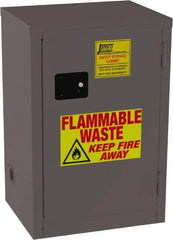 Jamco - 1 Door, 1 Shelf, Yellow Steel Double Wall Safety Cabinet for Flammable and Combustible Liquids - 35" High x 18" Wide x 23" Deep, Manual Closing Door, 3 Point Key Lock, 12 Gal Capacity - USA Tool & Supply