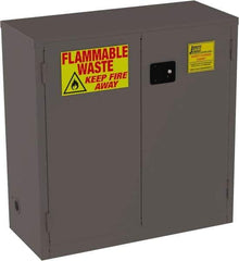 Jamco - 2 Door, 1 Shelf, Yellow Steel Double Wall Safety Cabinet for Flammable and Combustible Liquids - 44" High x 18" Wide x 43" Deep, Manual Closing Door, 3 Point Key Lock, 30 Gal Capacity - USA Tool & Supply