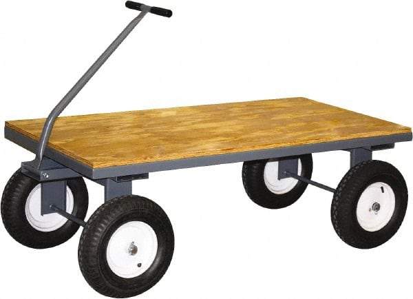 Jamco - 2,500 Lb Capacity Wood/Steel Steel Wagon Truck - 30" OAW, 20" Platform Height, Mold-On Rubber Casters - USA Tool & Supply