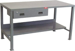 Jamco - 72 Wide x 36" Deep x 34" High, 12 Gauge Steel Heavy-Duty Workbench with Drawer - 12 Gauge Steel Top, Fixed Legs, Gray - USA Tool & Supply