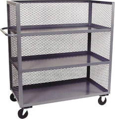 Jamco - 3,000 Lb Capacity, 3 Shelf, 3-Sided Steel Mesh Stock Truck - 24" Long x 36" Wide x 57" High, 6" Diam Phenolic Wheels - USA Tool & Supply