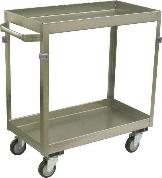 Jamco - 600 Lb Capacity, 48" Wide x 22" Long x 34" High Deep Shelf Cart - 2 Shelf, Stainless Steel, 4 Swivel Casters - USA Tool & Supply