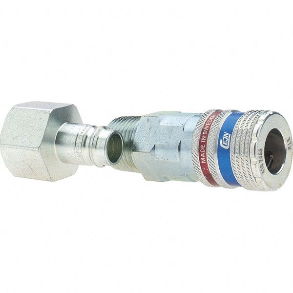 Dynabrade - 2 Piece 1/2" Body 1/2 NPT 150 psi Brass/Steel Industrial Pneumatic Coupling Plug Set - USA Tool & Supply