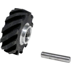 Dynabrade - 2" Diam x 5/8" Wide Contact Wheel Assembly - 5/8" Arbor Hole, Crowned, 40 Duro Rubber Face - USA Tool & Supply