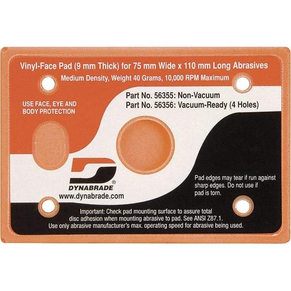 Dynabrade - 4-1/4 x 3" Rectangular Adhesive/PSA Backing Pad - Dynabug II Compatible, Screw Attachment, Nonvacuum Pad, 3/8" Thick, Medium Density - USA Tool & Supply