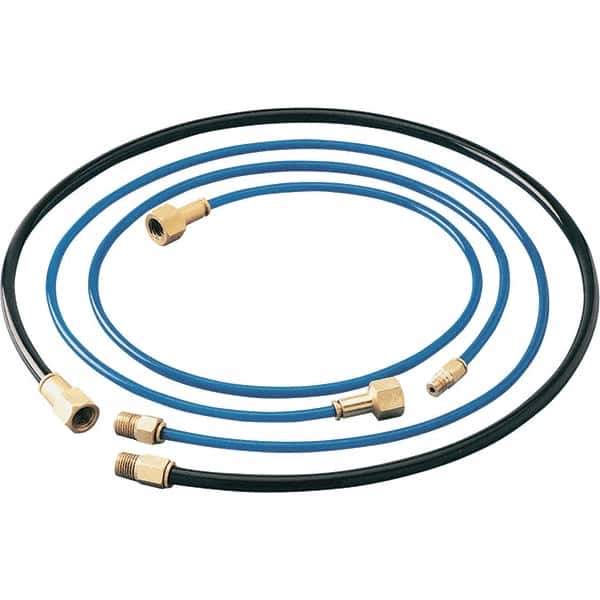 Dynabrade - 1/4" ID x 3/8" OD 3' Long Hose - Female/Male Ends, 90 Working psi, 1/4" Fitting, Black & Blue - USA Tool & Supply