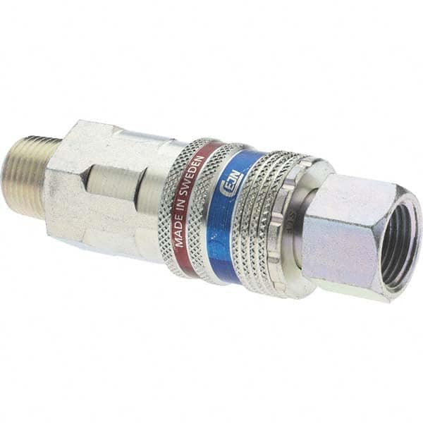 Dynabrade - 2 Piece 3/8" Body 3/8 NPT 150 psi Brass/Steel Industrial Pneumatic Coupling Plug Set - USA Tool & Supply