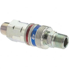 Dynabrade - 2 Piece 3/8" Body 3/8 NPT 150 psi Brass/Steel Industrial Pneumatic Coupling Plug Set - USA Tool & Supply