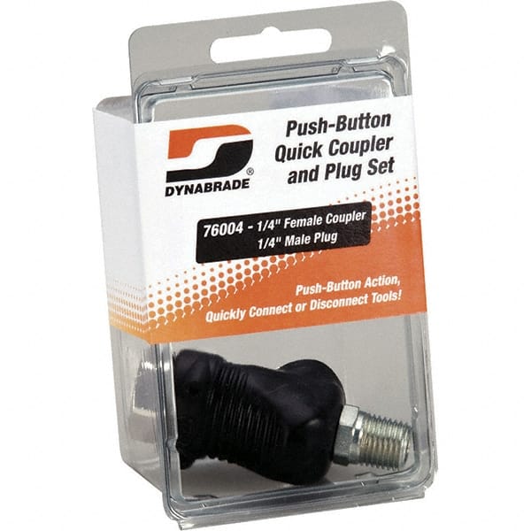 Dynabrade - 2 Piece 1/4" Body 1/4 NPT 150 psi Composite Industrial Pneumatic Coupling Plug Set - USA Tool & Supply