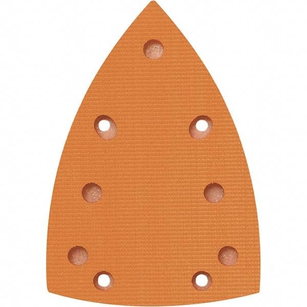 Dynabrade - 5-5/8 x 3-7/8" Triangular Hook Face Backing Pad - Dynabug II Compatible, Screw Attachment, Vacuum Pad, 3/8" Thick, Medium Density, Short Nap - USA Tool & Supply