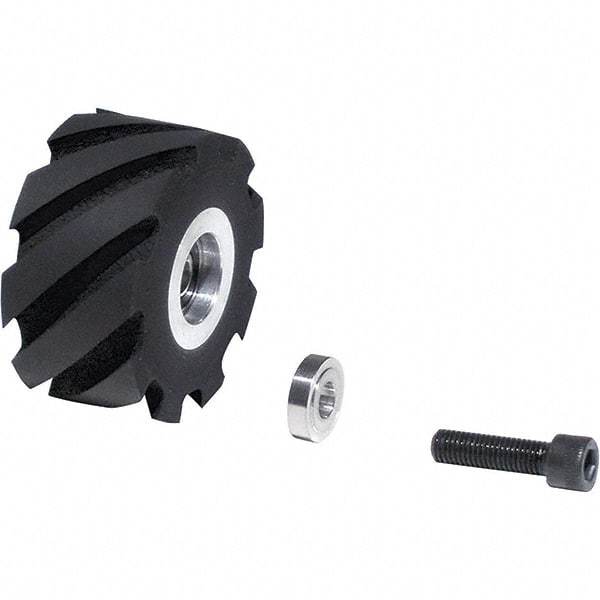 Dynabrade - 2" Diam x 1" Wide Contact Wheel Assembly - 1/4" Arbor Hole, Standard, 90 Duro Urethane Face - USA Tool & Supply