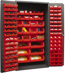 Durham - 126 Bin Storage Cabinet - Steel, 36" Wide x 24" Deep x 72" High, Red - USA Tool & Supply