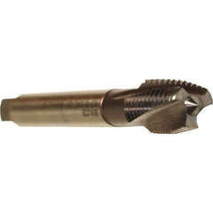 Emuge - M12x1.75 Metric 3 Flute 6HX Plug Spiral Flute Tap - Cobalt, TiCN Finish, 110mm OAL, Left Hand Flute, Right Hand Thread, Series Rekord C - USA Tool & Supply