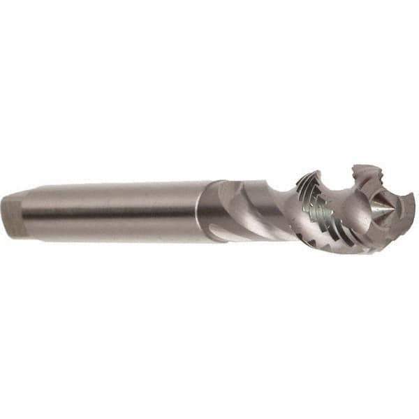Emuge - M12x1.75 Metric 3 Flute 6H Modified Bottoming Spiral Flute Tap - Cobalt, Bright Finish, 110mm OAL, Right Hand Flute, Right Hand Thread, Series Enorm - USA Tool & Supply