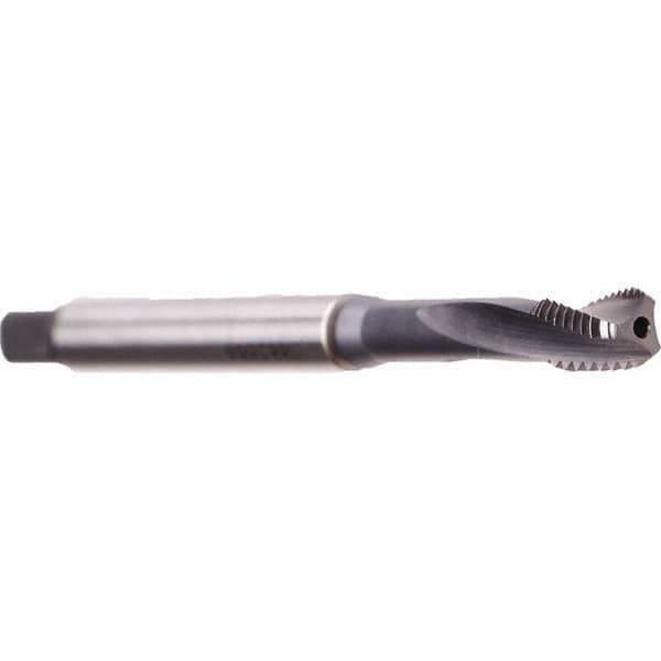 Emuge - M10x1.50 Metric 3 Flute 6HX Bottoming Spiral Flute Tap - Cobalt, TiCN Finish, 100mm OAL, Right Hand Flute, Right Hand Thread, Series Rekord D - USA Tool & Supply