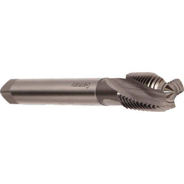 Emuge - M8x1.00 Metric Fine 3 Flute 6H Modified Bottoming Spiral Flute Tap - Cobalt, Bright Finish, 90mm OAL, Right Hand Flute, Right Hand Thread, Series Rekord D - Exact Industrial Supply
