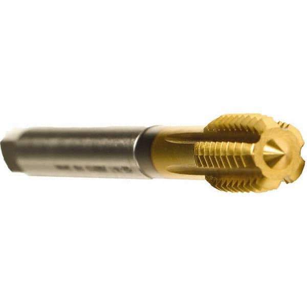 Emuge - 7/16-14 UNC 2BX Modified Bottoming Thread Forming Tap - Cobalt, TiN Finish, 3.937" OAL, 0.709" Thread Length, Right Hand Thread, Series Druck - USA Tool & Supply