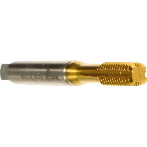 Emuge - 1/4-28 UNF 2B/3B Bottoming Thread Forming Tap - Cobalt, TiN Finish, 3.15" OAL, 0.669" Thread Length, Right Hand Thread, Series Druck - USA Tool & Supply
