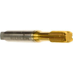 Emuge - M5x0.80 Metric 6H Bottoming Thread Forming Tap - Cobalt, TiN Finish, 70mm OAL, 15mm Thread Length, Right Hand Thread, Series Druck - Exact Industrial Supply