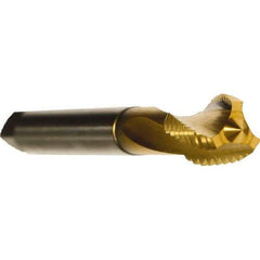 Emuge - 9/16-12 UNC 3 Flute 2BX Modified Bottoming Spiral Flute Tap - Cobalt, TiN Finish, 4.331" OAL, Right Hand Flute, Right Hand Thread, Series Rekord D - USA Tool & Supply