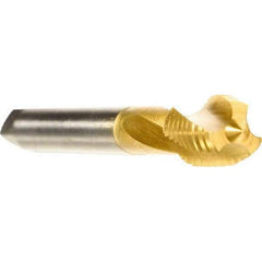 Emuge - M33x3.50 Metric 4 Flute 6HX Modified Bottoming Spiral Flute Tap - Cobalt, TiN Finish, 180mm OAL, Right Hand Flute, Right Hand Thread, Series Rekord D - Exact Industrial Supply