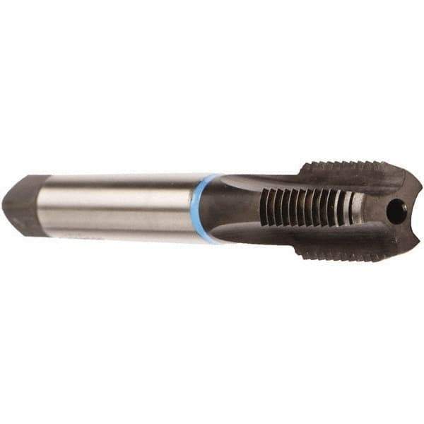 Emuge - M20x1.50 Metric Fine 6HX 4 Flute Bright Finish Solid Carbide Straight Flute Machine Tap - Modified Bottoming, Right Hand Thread, 125mm OAL, 25mm Thread Length, Oversize, Through Coolant - Exact Industrial Supply
