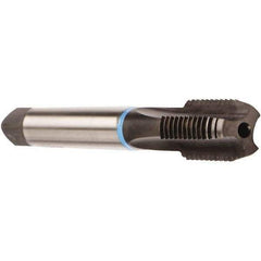 Emuge - M14x1.50 Metric Fine 6HX 4 Flute Bright Finish Solid Carbide Straight Flute Machine Tap - Modified Bottoming, Right Hand Thread, 100mm OAL, 22mm Thread Length, Oversize, Through Coolant - Exact Industrial Supply