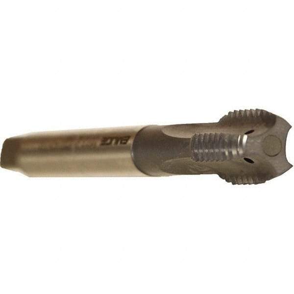 Emuge - M12x1.75 Metric Coarse 6HX 3 Flute TiCN Finish Cobalt Straight Flute Machine Tap - Modified Bottoming, Right Hand Thread, 110mm OAL, 24mm Thread Length, Oversize, Through Coolant - USA Tool & Supply