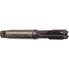 Emuge - M8x1.25 Metric Coarse 6HX 4 Flute TiCN Finish Cobalt Straight Flute Machine Tap - Modified Bottoming, Right Hand Thread, 90mm OAL, 20mm Thread Length, Oversize, Through Coolant - USA Tool & Supply