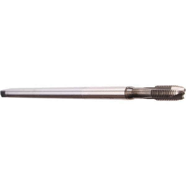 Emuge - M3x0.50 Metric Coarse 3 Flute Nitride Finish Cobalt Spiral Point Extension Tap - Plug Chamfer, 100mm OAL, 6H Class of Fit, Series Rekord B - USA Tool & Supply