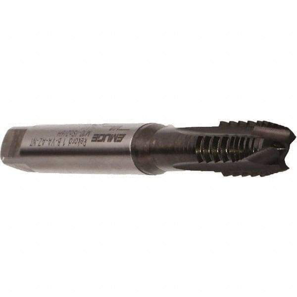 Emuge - M2.5x0.45 Metric Coarse, 2 Flute, Nitride Finish, Cobalt Spiral Point Tap - Plug Chamfer, Right Hand Thread, 50mm OAL, 9mm Thread Length, 2.8mm Shank Diam, 6H Class of Fit, Series Rekord B - Exact Industrial Supply