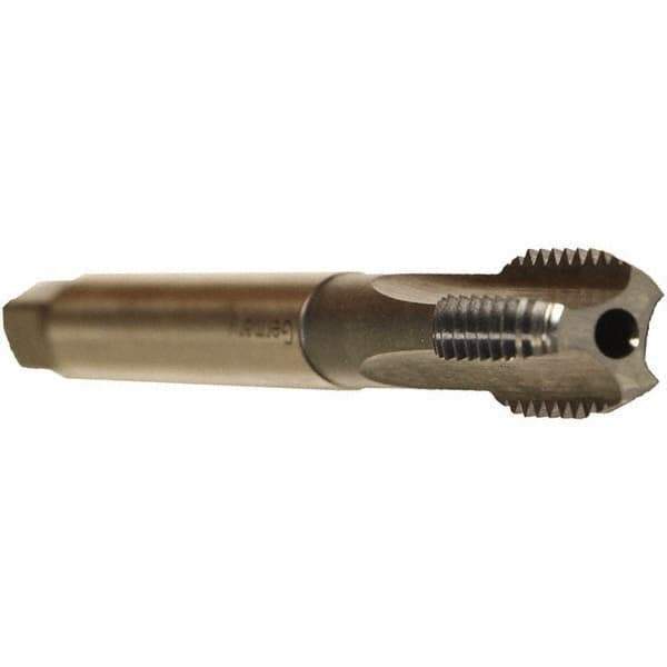 Emuge - M12x1.50 Metric Fine 6HX 4 Flute TiCN Finish Cobalt Straight Flute Machine Tap - Bottoming, Right Hand Thread, 100mm OAL, 22mm Thread Length, Oversize, Through Coolant - USA Tool & Supply