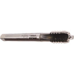 Emuge - M3x0.50 Metric Coarse 6HX 3 Flute Bright Finish Cobalt Straight Flute Interrupted Thread Machine Tap - Modified Bottoming, Right Hand Thread, 56mm OAL, 11mm Thread Length, Oversize - Exact Industrial Supply