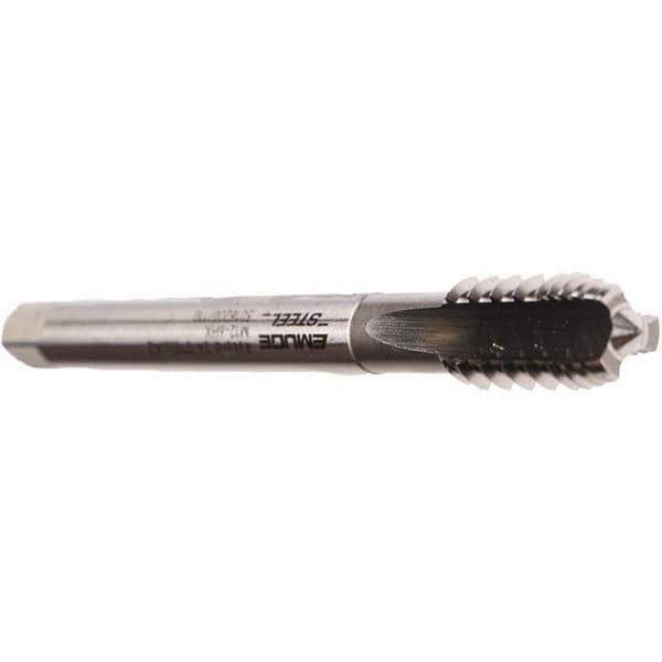 Emuge - M6x1.00 Metric Coarse 6HX 3 Flute Bright Finish Cobalt Straight Flute Interrupted Thread Machine Tap - Modified Bottoming, Right Hand Thread, 80mm OAL, 17mm Thread Length, Oversize - Exact Industrial Supply
