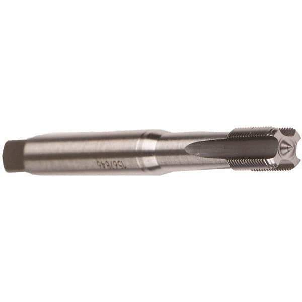 Emuge - M10x1.50 Metric Coarse 6HX 3 Flute Bright Finish Cobalt Straight Flute Machine Tap - Modified Bottoming, Left Hand Thread, 70mm OAL, 22mm Thread Length, Oversize - Exact Industrial Supply