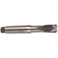 Emuge - M4x0.50 Metric Fine 6HX 3 Flute Bright Finish Cobalt Straight Flute Machine Tap - Modified Bottoming, Left Hand Thread, 63mm OAL, 10mm Thread Length, Oversize - Exact Industrial Supply
