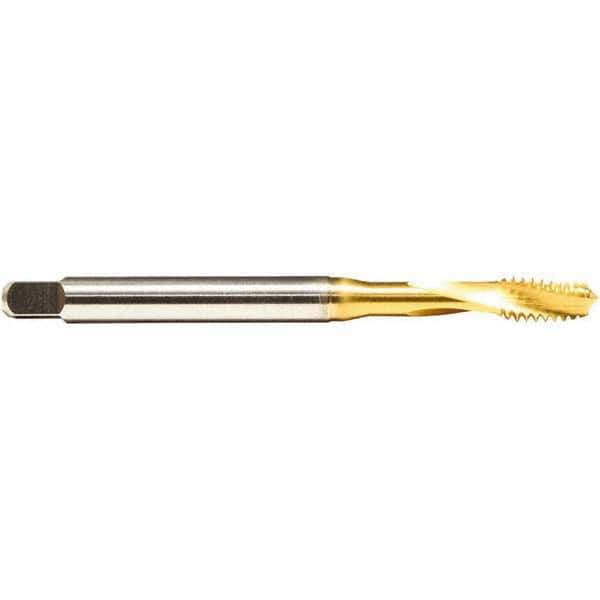 Emuge - 5/16-24 UNF 3 Flute 2BX Modified Bottoming Spiral Flute Tap - Cobalt, TiN Finish, 3.543" OAL, Right Hand Flute, Right Hand Thread, Series Rekord D - Exact Industrial Supply